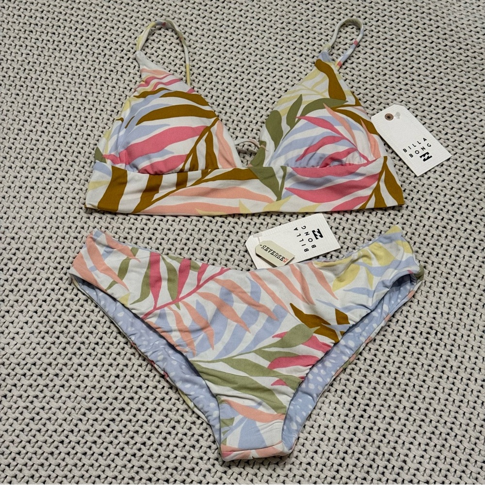 NWT Billabong Tropic Sunny Reversible Bikini Set - Size Large